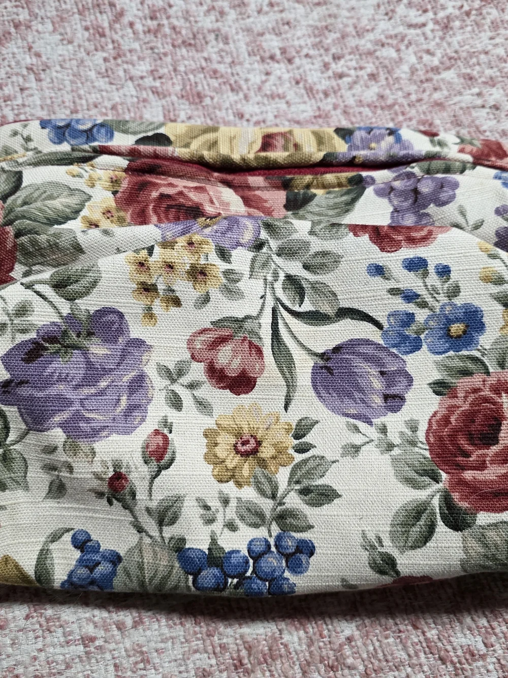 Oscar de la Renta Floral Canvas Cosmetic Pouch - Cream, Pink & Purple